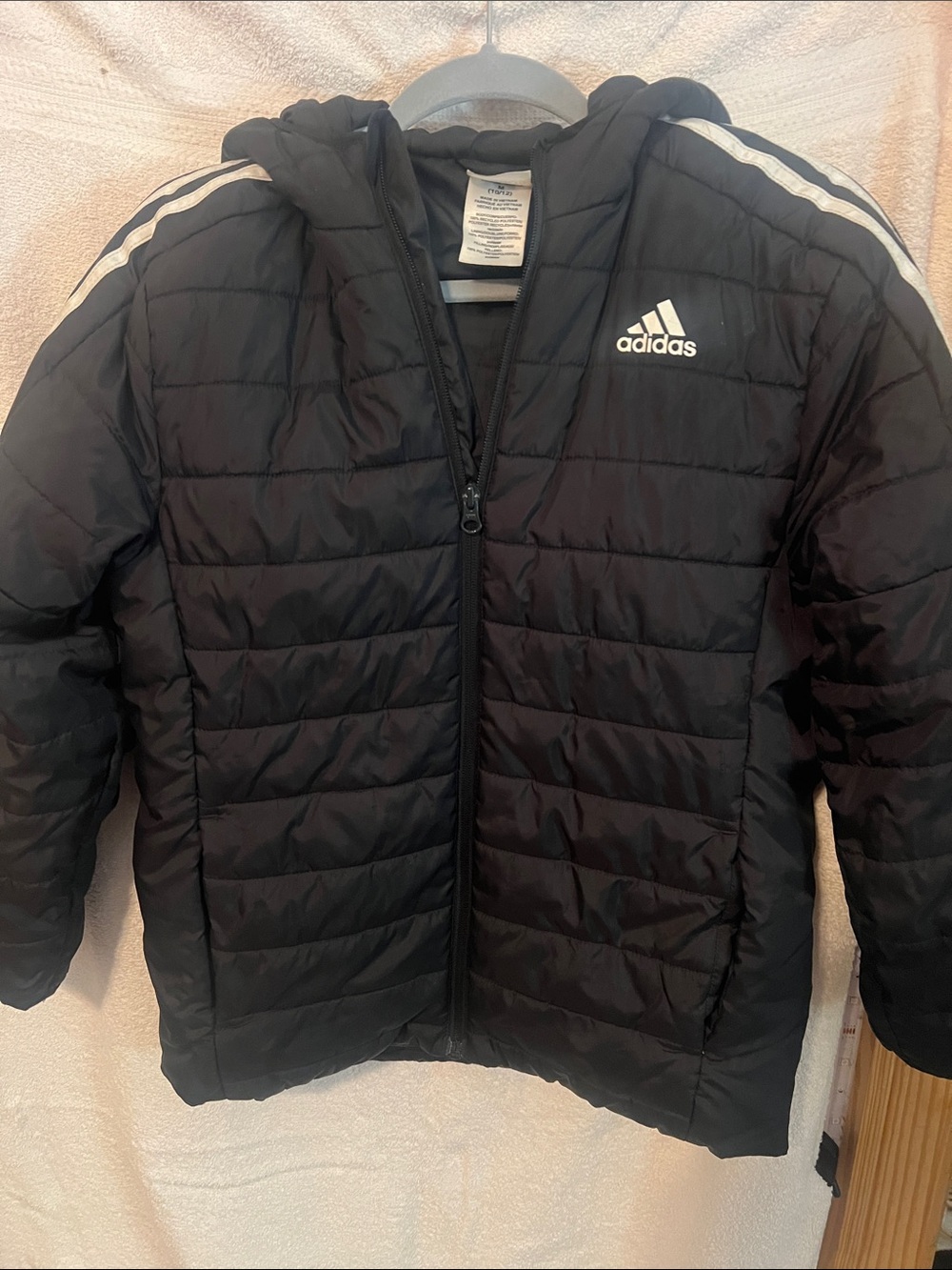 Adidas Kids Black Puffer Jacket with Hood